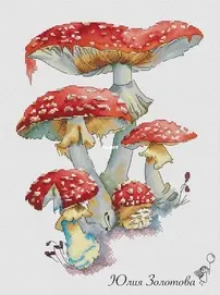 Watercolor Fly Agarics by Julia Zolotova