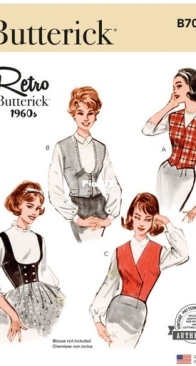 Butterick - B7018  1960s Misses' Vest in Four Styles - Sizes 14-22