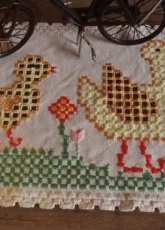 hardanger doily with ducks