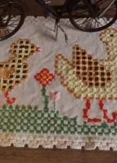 hardanger doily with ducks