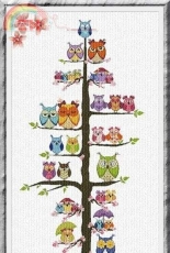 Alessandra Adelaide Needleworks AAN A213 Owl Family Tree XSD