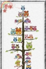 Alessandra Adelaide Needleworks AAN A213 Owl Family Tree XSD