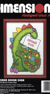 Dimensions 6607 - Dinosaur Room Sign - Stamped Cross Stitch