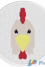 Daily Cross Stitch - Cute Chicken Head