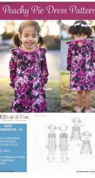 Ellie and Mac - Peachy Pie Dress - Sizes 12/18 Months - 14 Years