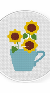 Daily Cross Stitch - Sunflower Teacup