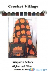 Crochet Village - CV025 Pumpkins Galore Afghan and Pillow