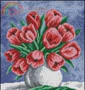 Red Tulips in Vase