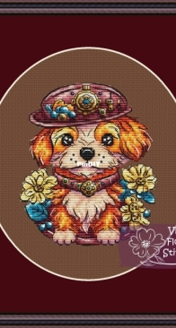 Violet Flower Stitches - Steampunk Puppy