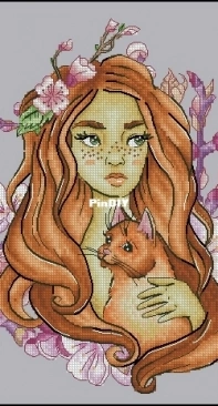 AlenaStitch - Girl With Cat by Alena Savchenko
