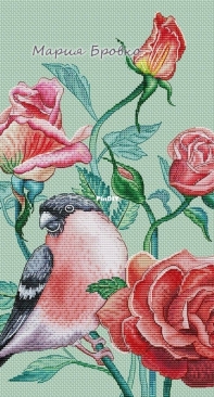 Bulfinch and Roses by Maria Brovko