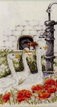 Geese at Water Pump by Oehlenschlager from Cross Stitch Gold 37 PCS