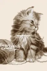 Beau2Stitch  - Kitten with Yarn by Jacky Lonen XSD + PCS