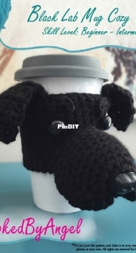 Hooked by Angel - Angela Doherty - Black Lab Mug Cozy