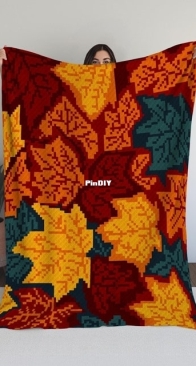 Handmade crochet Jo _ love fall autumn leaves with modern touch vibrant blanket _ English