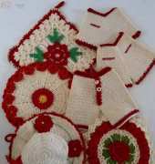 Maggies Crochet - Maggie Weldon - PB070 Vintage Redwork Potholders
