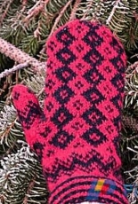 Red & black Öland Mitts by Ann Linderhjelm-Eng,Swedish-Free