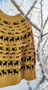 Cat Field Sweater by Svetlana Gibadullina - Russian translated