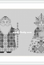 Santa Claus and Snow Maiden by Lerka / Lera Smislenova - Blackwork and Cross stitch