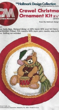 The Hallmark Collection - Stamped Embroidery 7241 - Crewel Christmas Ornament Kit - Christmas Teddy Bear