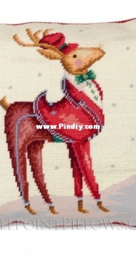 Needlepoint Reindeer Christmas Pillow  H2099Q33