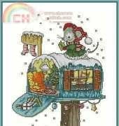 Christmas Mouse on her Decorated Mailbox