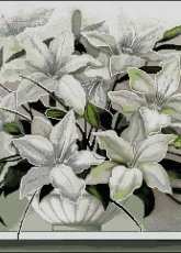 Embroidered - white lily