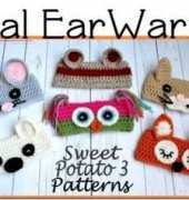 Sweet Potato 3 Patterns - Christine Mitchell  - Animal Ear Warmers