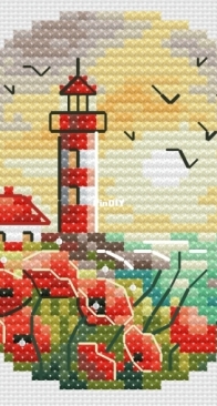 Lighthouse. Poppies. Luxurious red  by Toma Mishukova / Reznichenko XSD