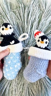 Cable and Canvas  LLC - Kate Hensinger - Penguin and Reindeer Stockings