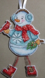 Snowman with bird -- by Elena Shestakova
