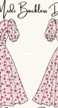 Chikafrik Patterns - Huda Yamini Houda - Backless Midi Dress - Sizes 32-50