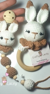 Crafty Lacey - Handmade by Lacey - Lacey Hill - Bunny Rattle and Pacifier Clip - Free