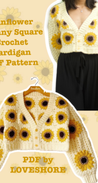 Love Shore Studio - Shorenay Kong - Sunflower Granny Square Cardigan