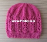 Handknitsbyelena -Yelena Chen - Hat with small lacy diamonds - Adult