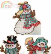 Tumbling Snowmen from Crazy For Cross Stitch January 2003 Free