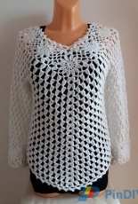 EmmHouse - Clara Milani - White flower top crochet