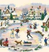 Dimensions 8641 Skaters Village Tree Skirt xsd