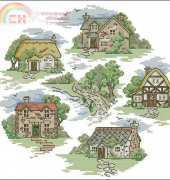 Cottages by Maria Diaz from Cross Stitcher UK 146 XSD
