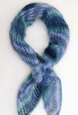 2 ply Lacy Mohair Scarf with Flower by Linda Moorhouse-Free