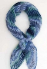 2 ply Lacy Mohair Scarf with Flower by Linda Moorhouse-Free