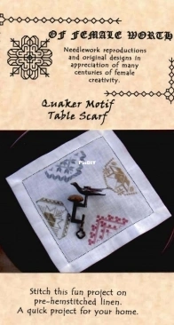 Of Female Worth - Quaker Motif Table Scarf by Mary Ann Mongillo