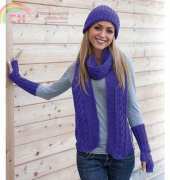 Premier Yarns-P00420-Cable & Ribs Hat, Scarf and Mitts by Deborah Norville-Free
