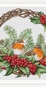 Incredible Stitching - Christmas Wreath With Colorful Birds