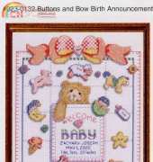 Janlynn 023-0132 - Buttons and Bow Birth Announcement