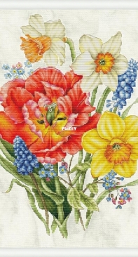 Tulips, Daffodils, Muscari by Lyubov Vodenikova