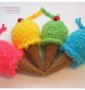 Cynthia Rae -Crocheted Ice Cream Cone Wristlet Purse