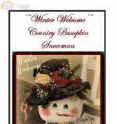 Old Road Primitives-Winter Welcome-Country Pumpkin Snowman
