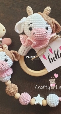 Crafty Lacey - Handmade by Lacey - Lacey Hill - Cow Rattle and Pacifier Clip - Free