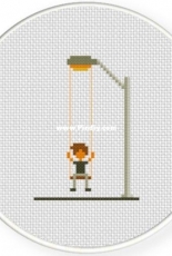 Daily Cross Stitch - A Boy In Street-Swing Light